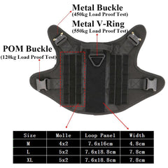 Tactical Dog Harness Pet Training Hunting Dog Vest Metal Buckle German