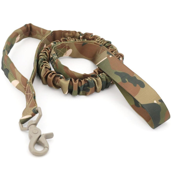 Military Tactical Dog Leash 2 Handle Quick Release Elastic Bungee