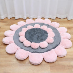 Pink Coral Fleece Dog Bed Flower Shape Home Floor Sofa Bed Sleeping