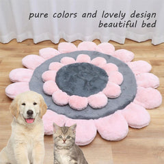 Pink Coral Fleece Dog Bed Flower Shape Home Floor Sofa Bed Sleeping