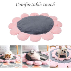 Pink Coral Fleece Dog Bed Flower Shape Home Floor Sofa Bed Sleeping